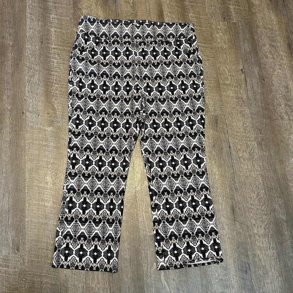 INC International Concepts Pull-On Pants 16 Gray White Snake Reptile Skinny Crop
